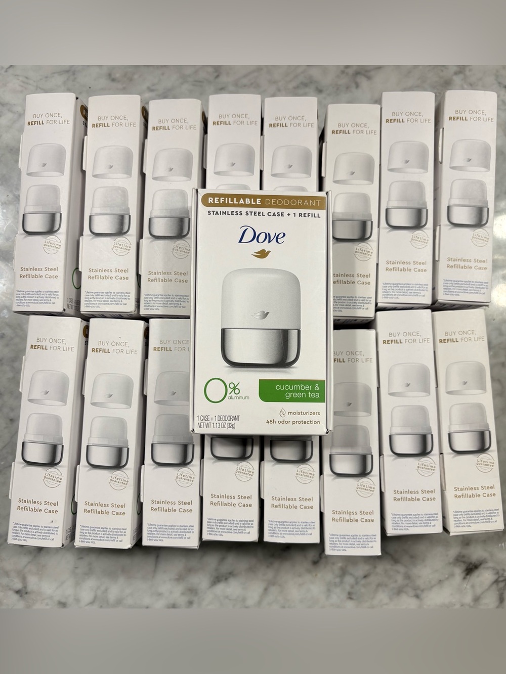 BULK LOT Of (17) Dove Refillable Deodorant Cucumber Green Tea Aluminum Free
